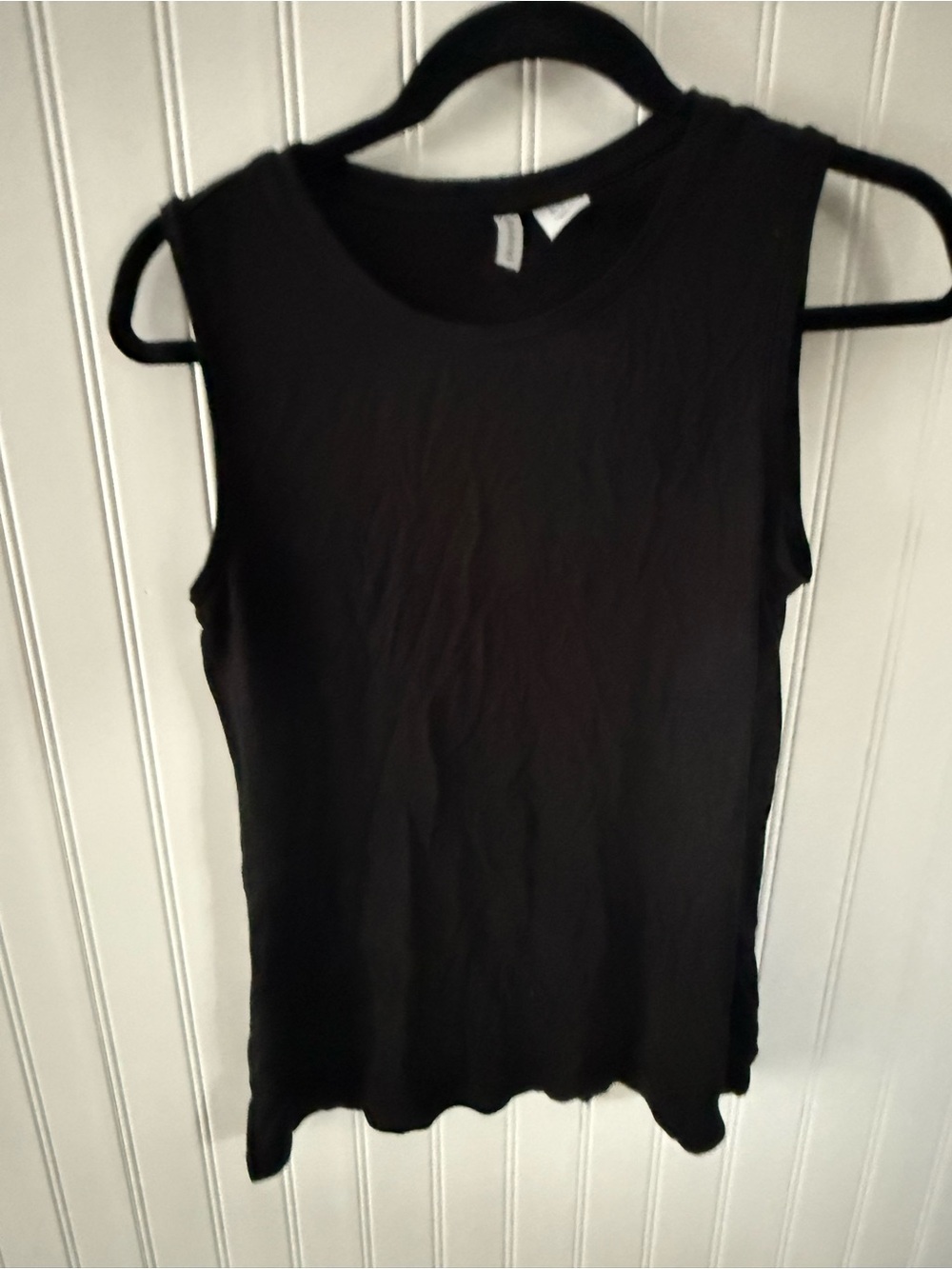 Paraphrase Black Sleeveless Ribbed Tank Top
